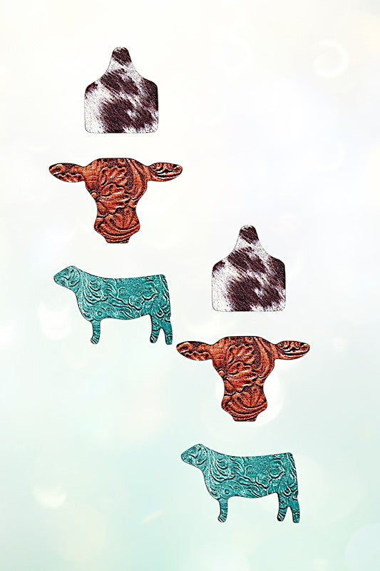 MIX PATTERN FARM ANIMAL POST EARRING