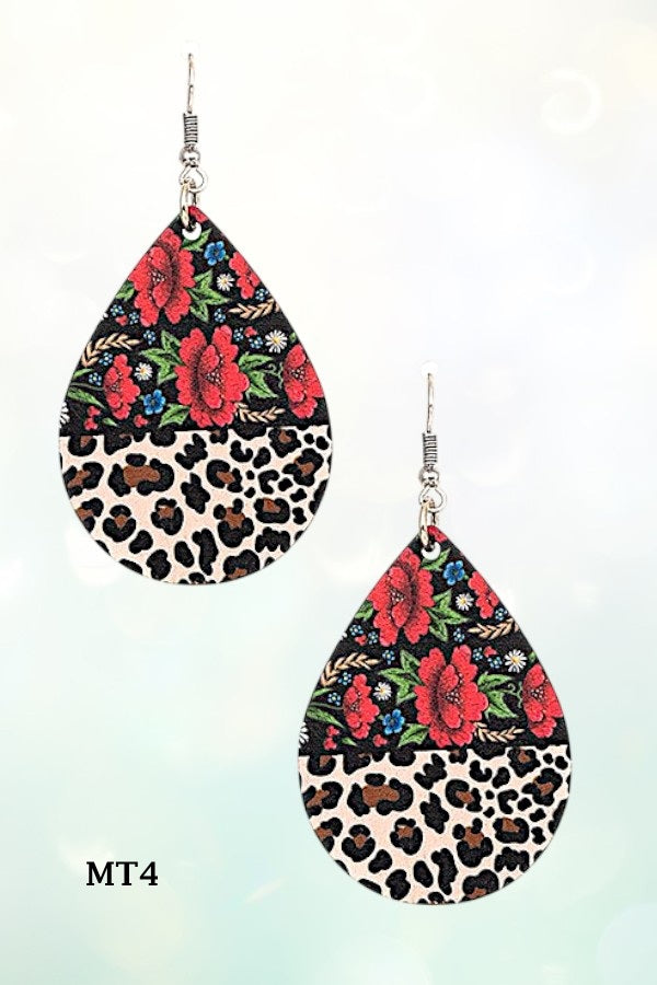 MIX FLORAL TEARDROP DANGLE EARRING