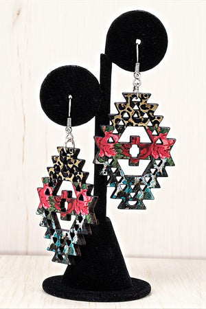 MIX PRINT CUT OUT DANGLE EARRING