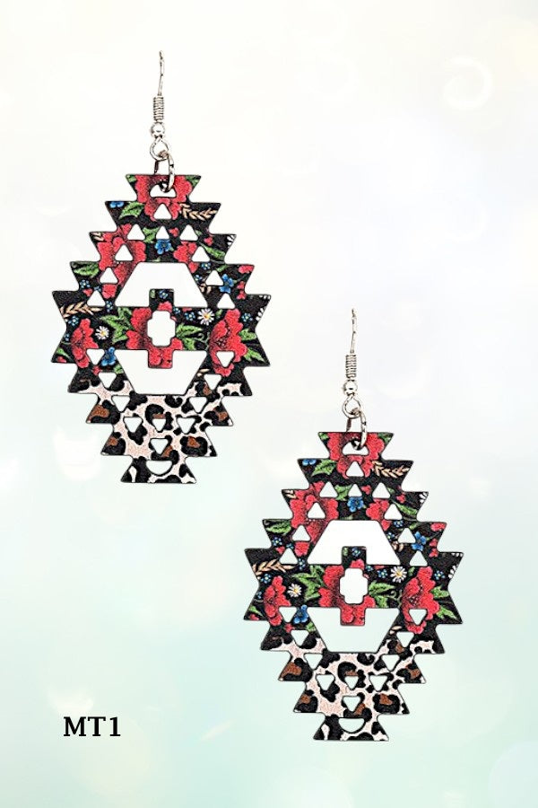 MIX PRINT CUT OUT DANGLE EARRING