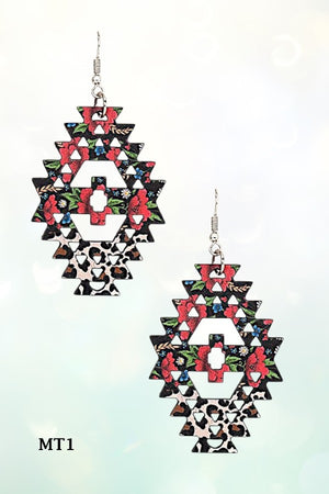 MIX PRINT CUT OUT DANGLE EARRING