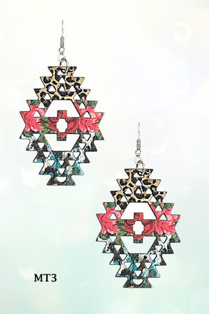 MIX PRINT CUT OUT DANGLE EARRING