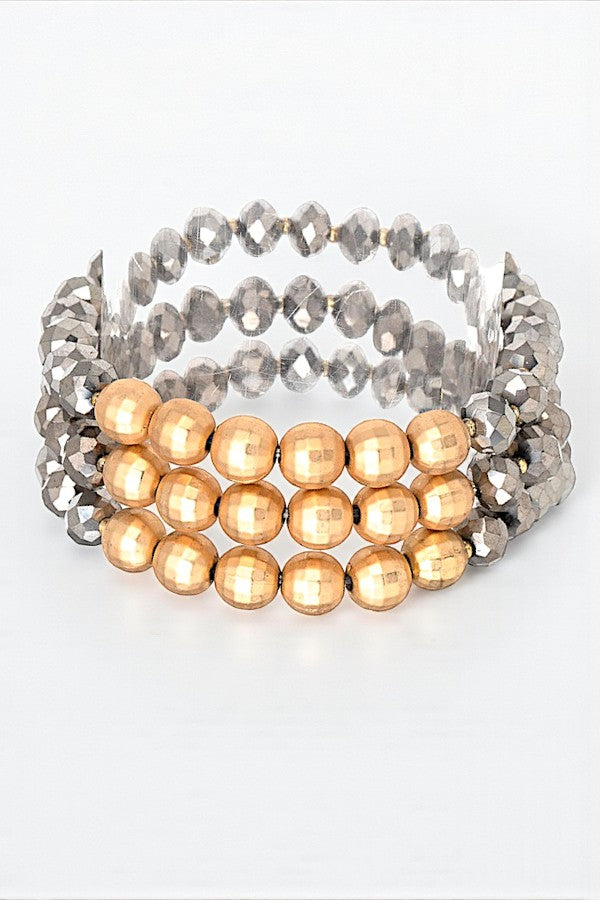FACETED GLASS BEAD STRETCH BRACELET SET