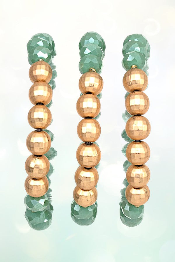 FACETED GLASS BEAD STRETCH BRACELET SET
