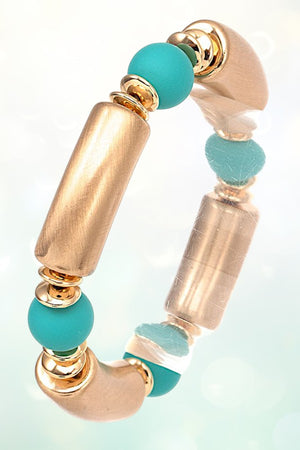 POLISHED BAR BEAD STRETCH BRACELET
