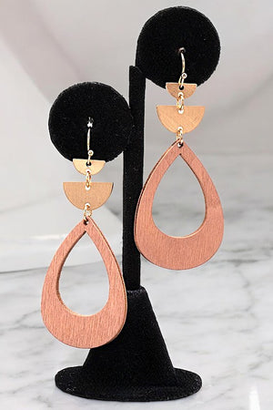 WOODEN TEARDROP DANGLE EARRING