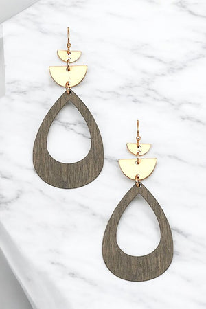 WOODEN TEARDROP DANGLE EARRING