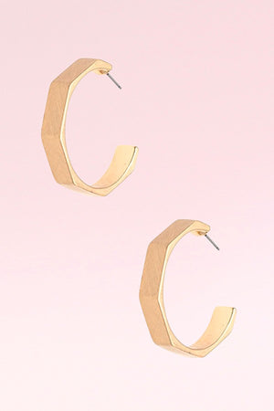 SEMI OCTAGON HOOP EARRING