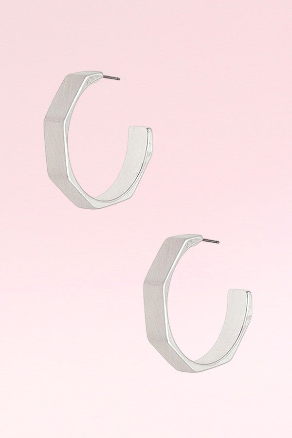 SEMI OCTAGON HOOP EARRING