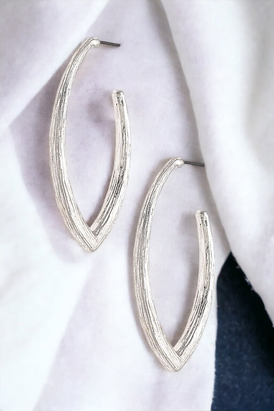 Semi Marquise Detail Hoop Earring