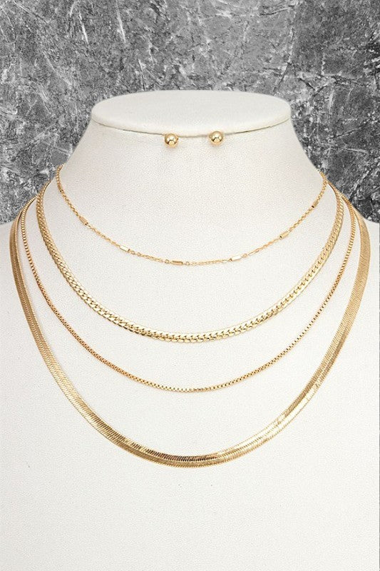 FLAT MIX CHAIN NECKLACE SET
