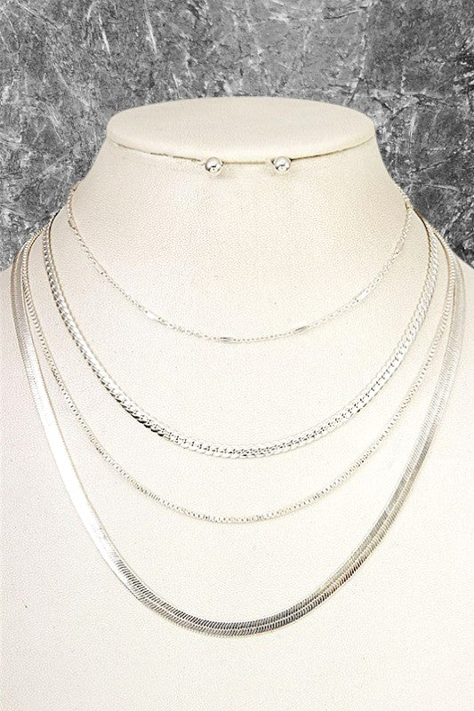 FLAT MIX CHAIN NECKLACE SET
