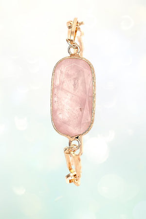 FACETED OVAL GEM CHAIN LINK BRACELET