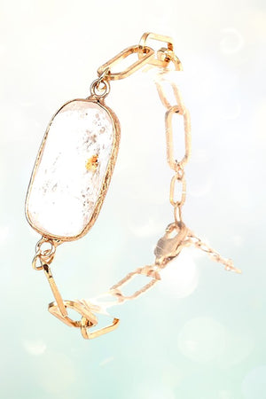 FACETED OVAL GEM CHAIN LINK BRACELET