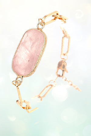 FACETED OVAL GEM CHAIN LINK BRACELET