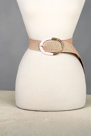 HALF WRAPPED OVAL BUCKLE STRAW BELT