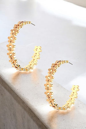 FLORAL LINK SEMI HOOP EARRING