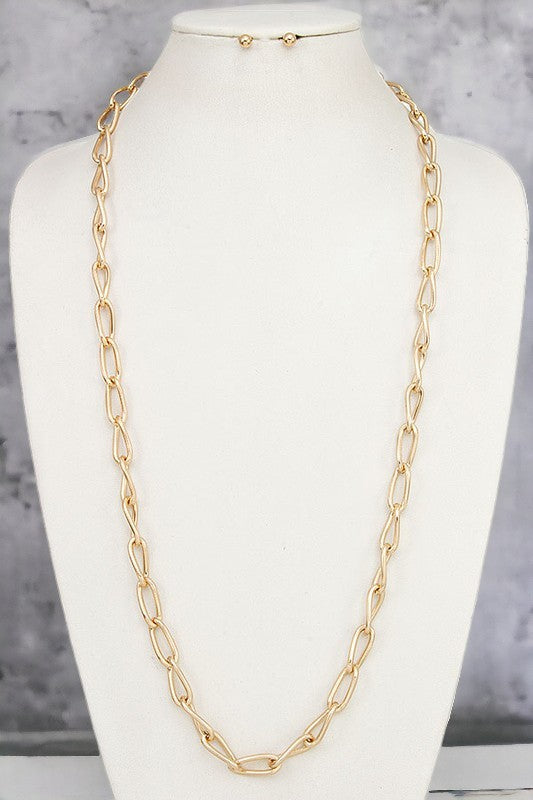 Elongated Chain Necklace Set