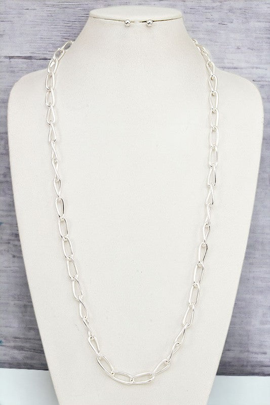 Elongated Chain Necklace Set