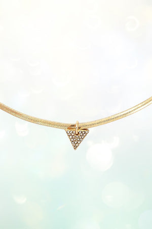 TRIANGLE GEM PAVE PENDANT CHOCKER NECKLACE SET