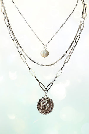 LAYERED FRESHWATER PEARL PENDANT NECKLACE SET