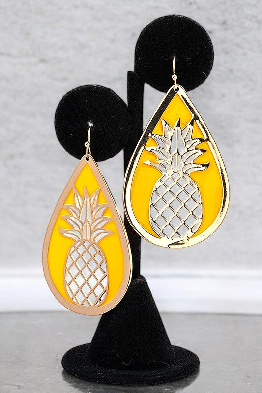 PINEAPPLE CUT OUT TEARDROP EARRING