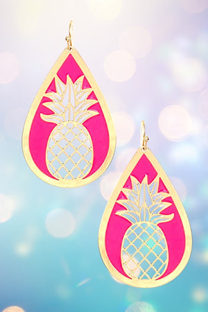 PINEAPPLE CUT OUT TEARDROP EARRING