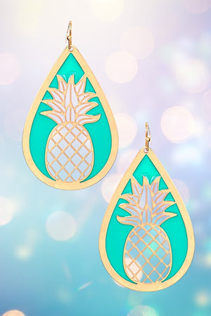 PINEAPPLE CUT OUT TEARDROP EARRING