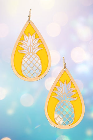 PINEAPPLE CUT OUT TEARDROP EARRING