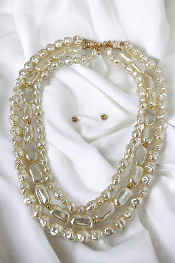 Pearl Accent Layered Necklace Set