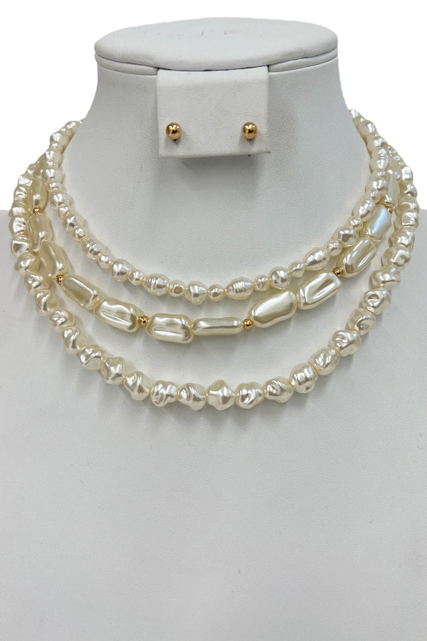 Pearl Accent Layered Necklace Set