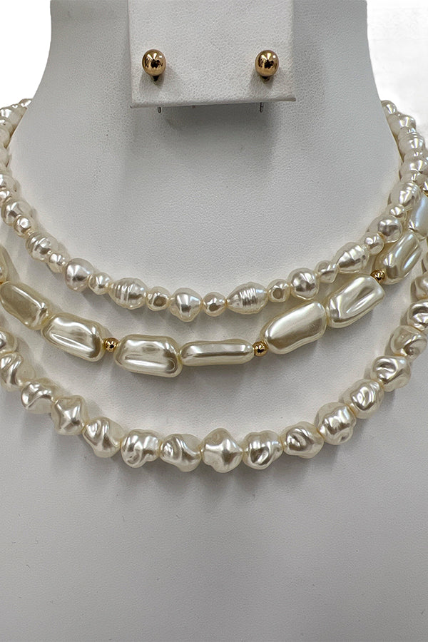 Pearl Accent Layered Necklace Set