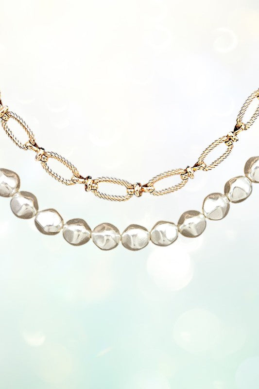 PEARL CHAIN LINK NECKLACE SET