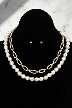 PEARL CHAIN LINK NECKLACE SET