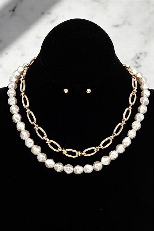PEARL CHAIN LINK NECKLACE SET