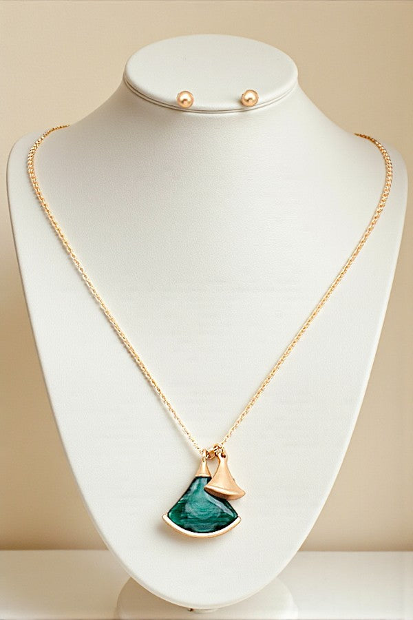 DOUBLE GEM PENDANT NECKLACE SET
