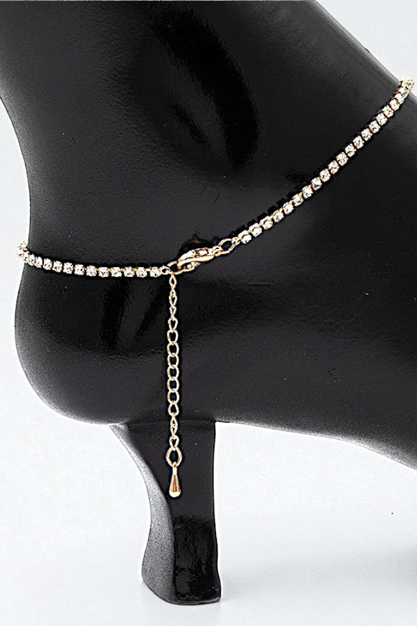 RHINESTONE PAVE BUTTERFLY CHARM ANKLET