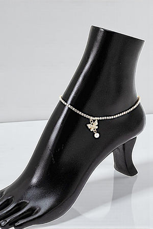 RHINESTONE PAVE BUTTERFLY CHARM ANKLET