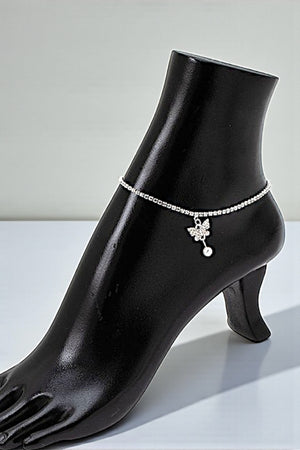 RHINESTONE PAVE BUTTERFLY CHARM ANKLET