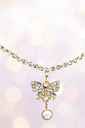 BUTTERFLY PENDANT CHOKER NECKLACE