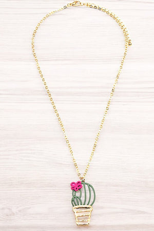 CACTUS PLANT CUT OUT PENDANT NECKLACE