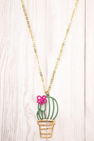 CACTUS PLANT CUT OUT PENDANT NECKLACE