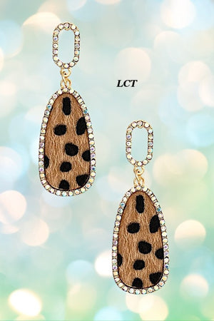 ANIMAL PRINT RHINESTONE PAVE FRAMED EARRING