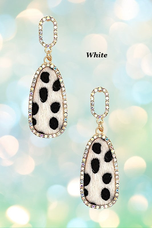 ANIMAL PRINT RHINESTONE PAVE FRAMED EARRING