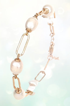 FRESHWATER PEARL LINK CHAIN BRACELET