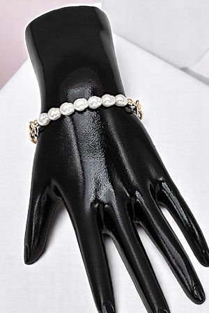 FAUX PEARL LINK STRETCH BRACELET
