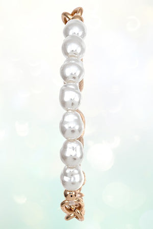 FAUX PEARL LINK STRETCH BRACELET