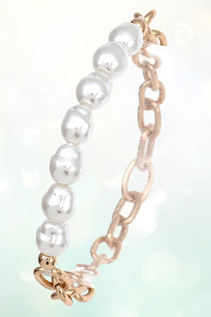 FAUX PEARL LINK STRETCH BRACELET