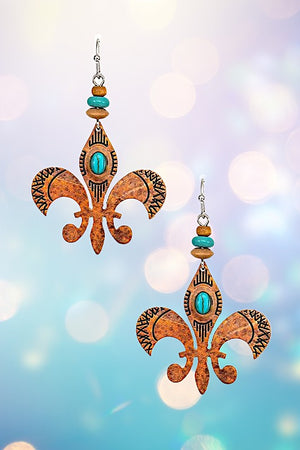 FLEUR DE LIS GEM DETAIL DROP EARRING