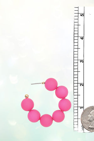 CLAY BALL BEAD C HOOP EARRING